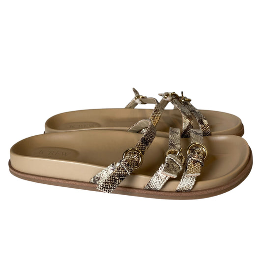 Sandals Flats By J. Crew In Snakeskin Print, Size:8
