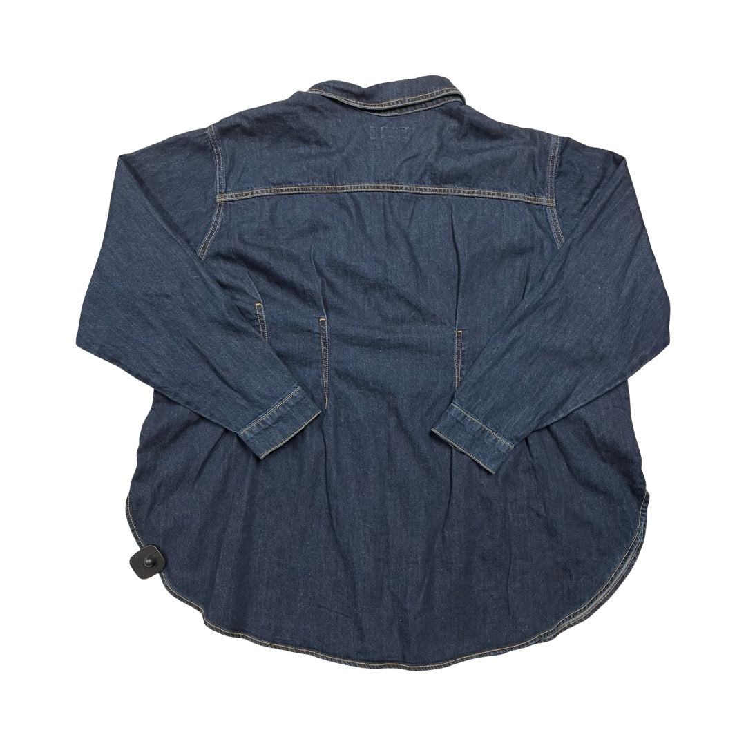 Top Ls By Ava & Viv In Blue Denim, Size:2X