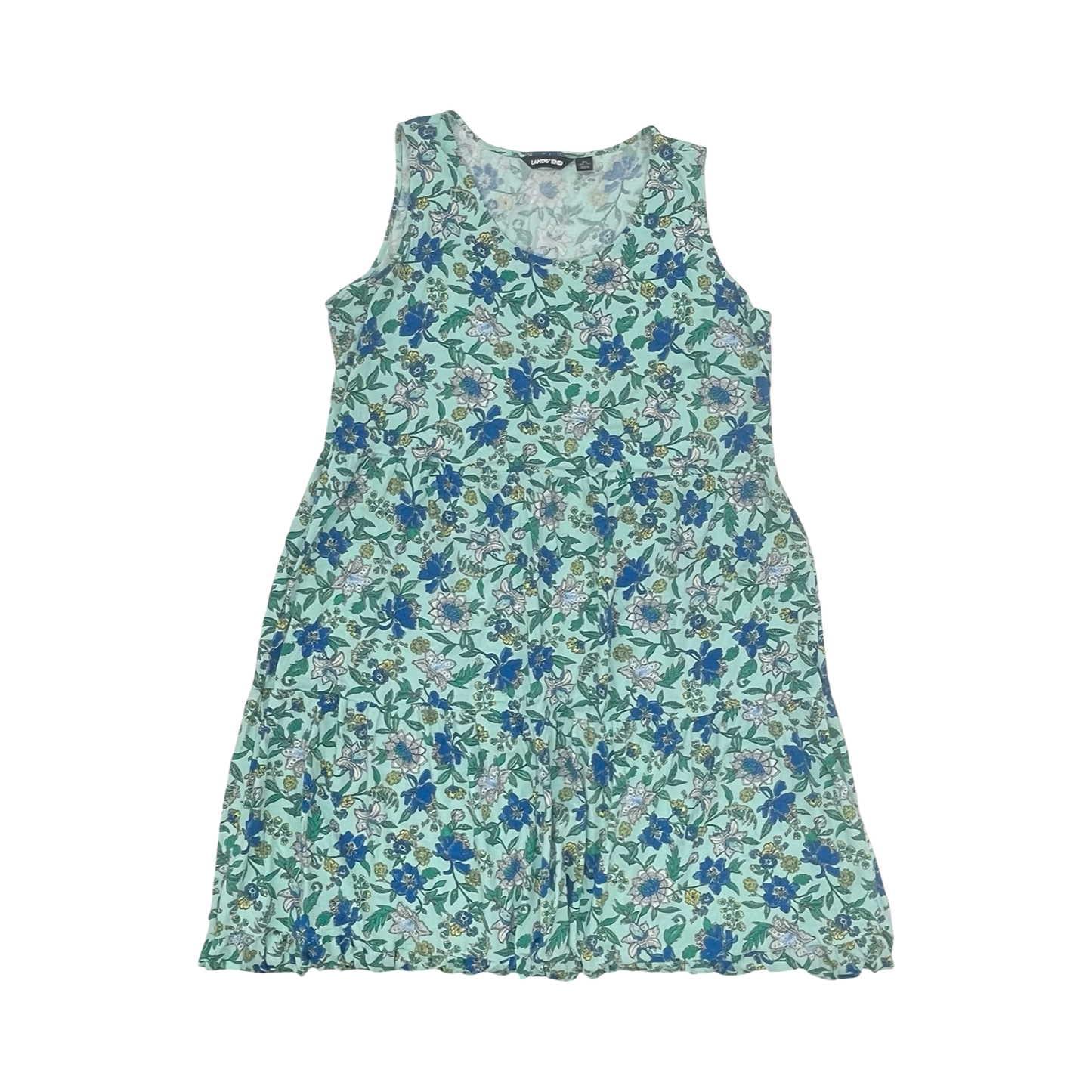 Dress Casual Midi By Lands End In Blue & Green, Size:2X