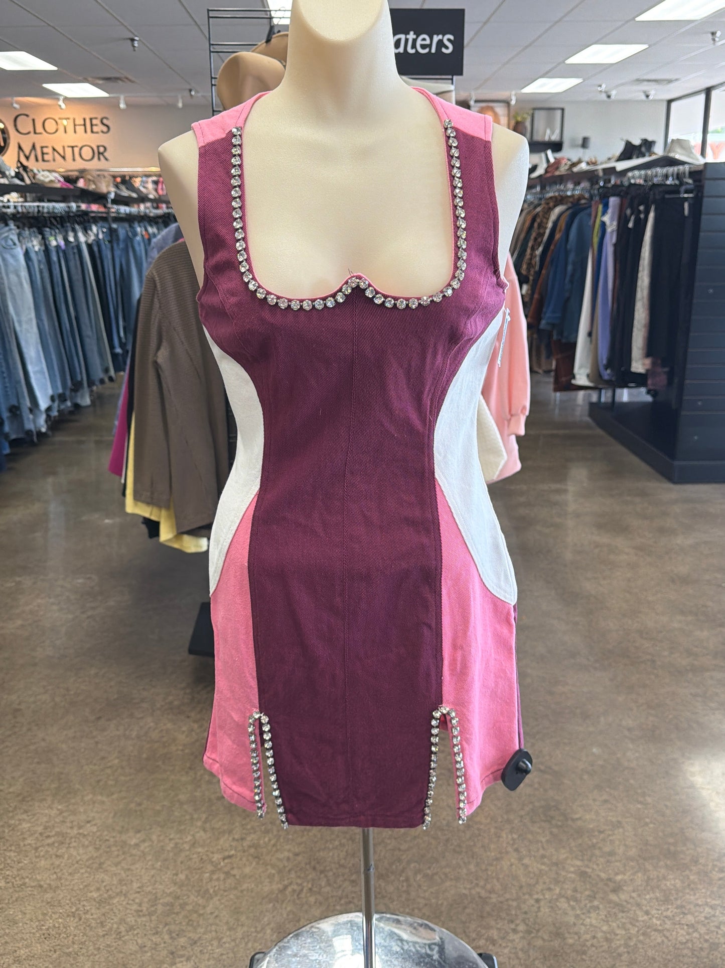Dress Casual Short By Nasty Gal In Pink & White, Size:S