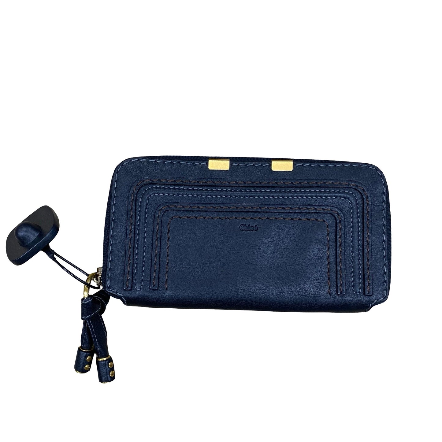 Wallet Luxury Designer By Chloe In Black & Gold, Size:Large