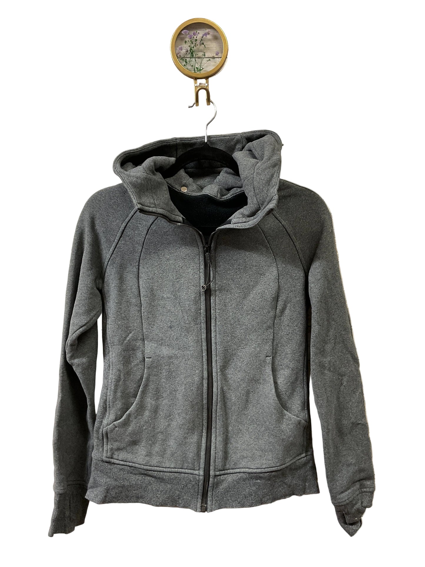 Athletic Jacket By Lululemon In Grey, Size:6