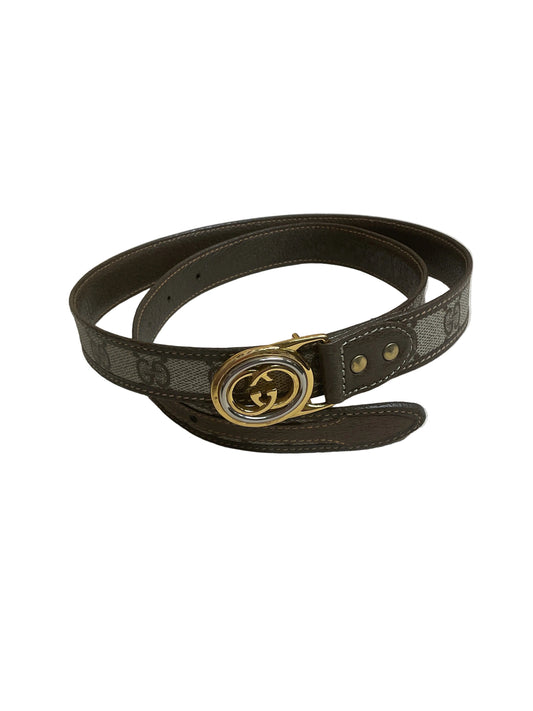 Belt Luxury Designer By Gucci In Brown & Gold