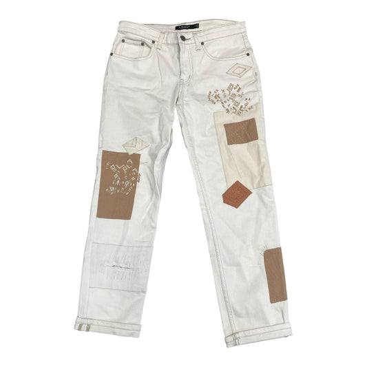Jeans Cropped By Ralph Lauren Black Label In Cream & Tan, Size:2