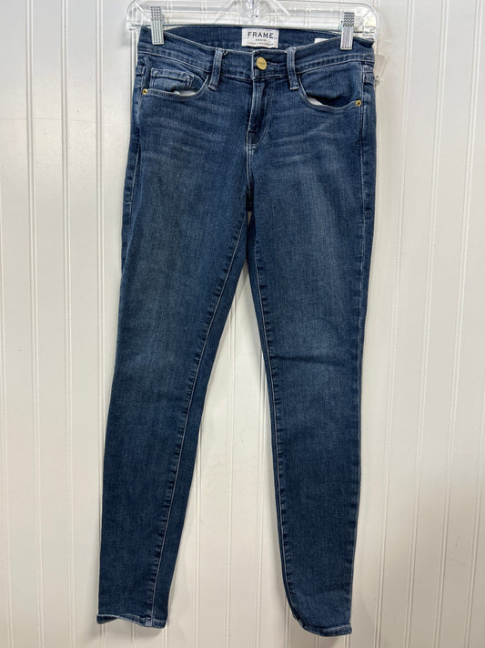 Jeans Skinny By Frame In Blue Denim, Size:2