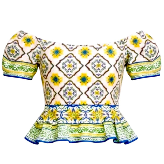 Citrus Grove Peplum Top Short Sleeve By Antonio Melani In Multi-colored, Size: 2