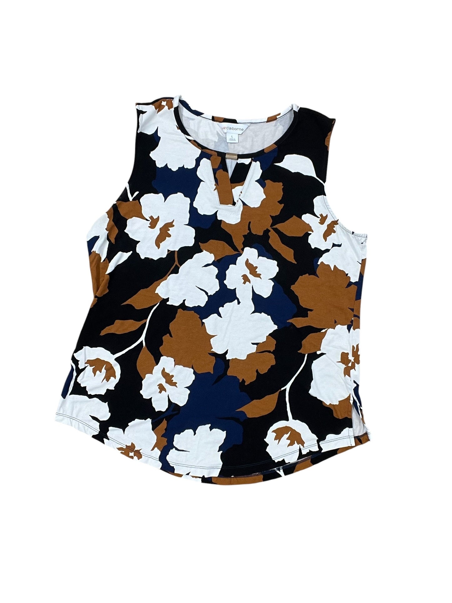 Top Sleeveless By Liz Claiborne In Blue & Orange, Size:L