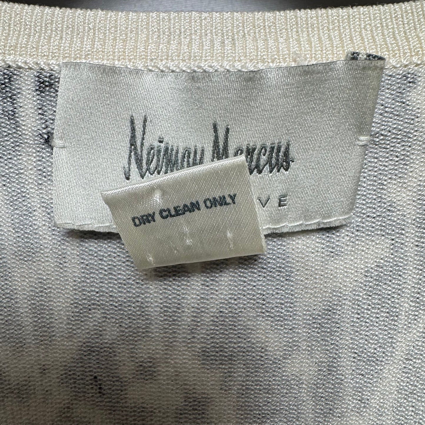 Silk-Nylon Sweater Cardigan Designer By Neiman Marcus In Black & White, Size: S