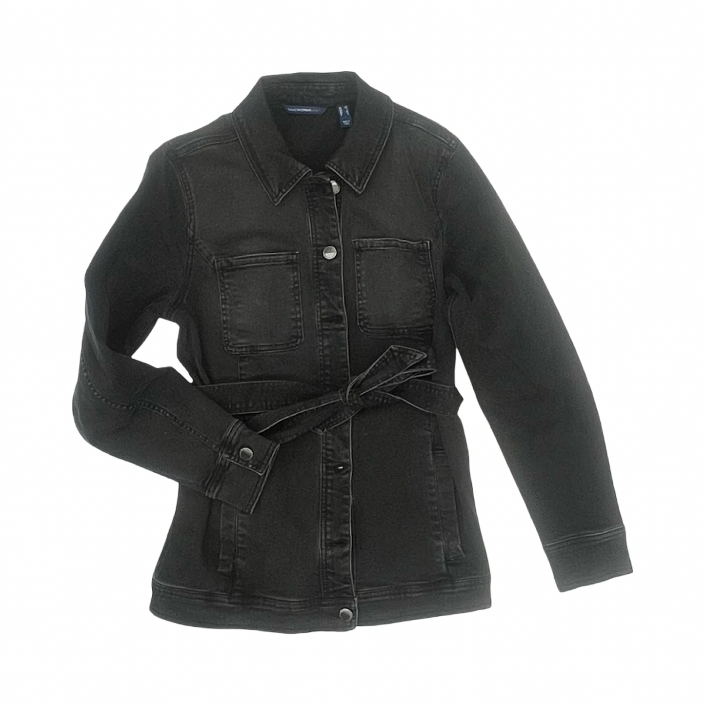 Jacket Denim By Isaac Mizrahi Live Qvc In Black Denim, Size:Xs