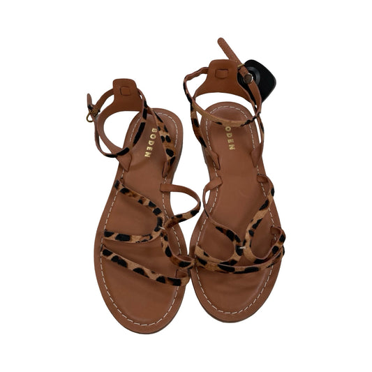 Sandals Flats By Boden In Animal Print, Size:9