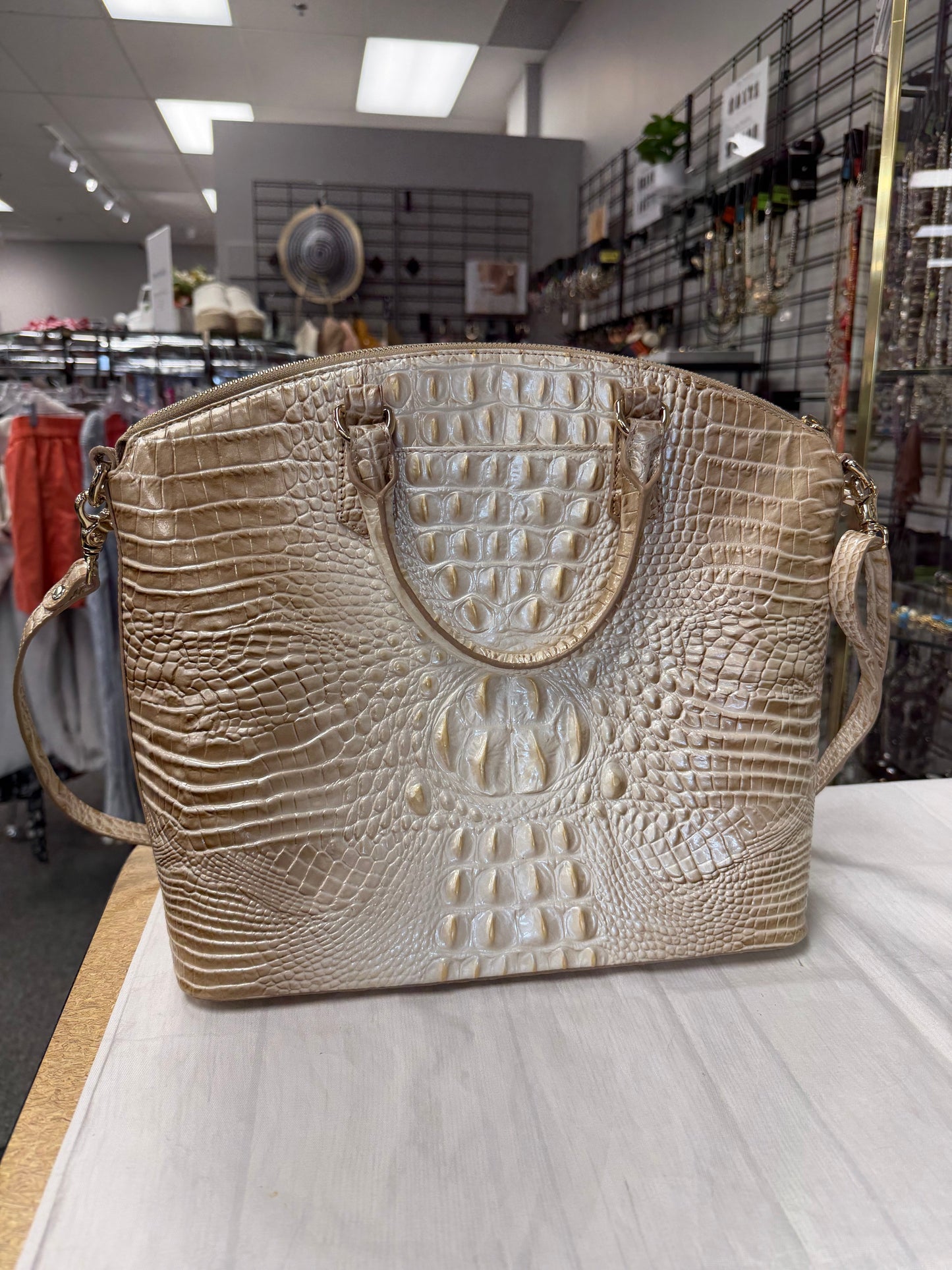 Handbag Designer By Brahmin In Tan, Size:Large