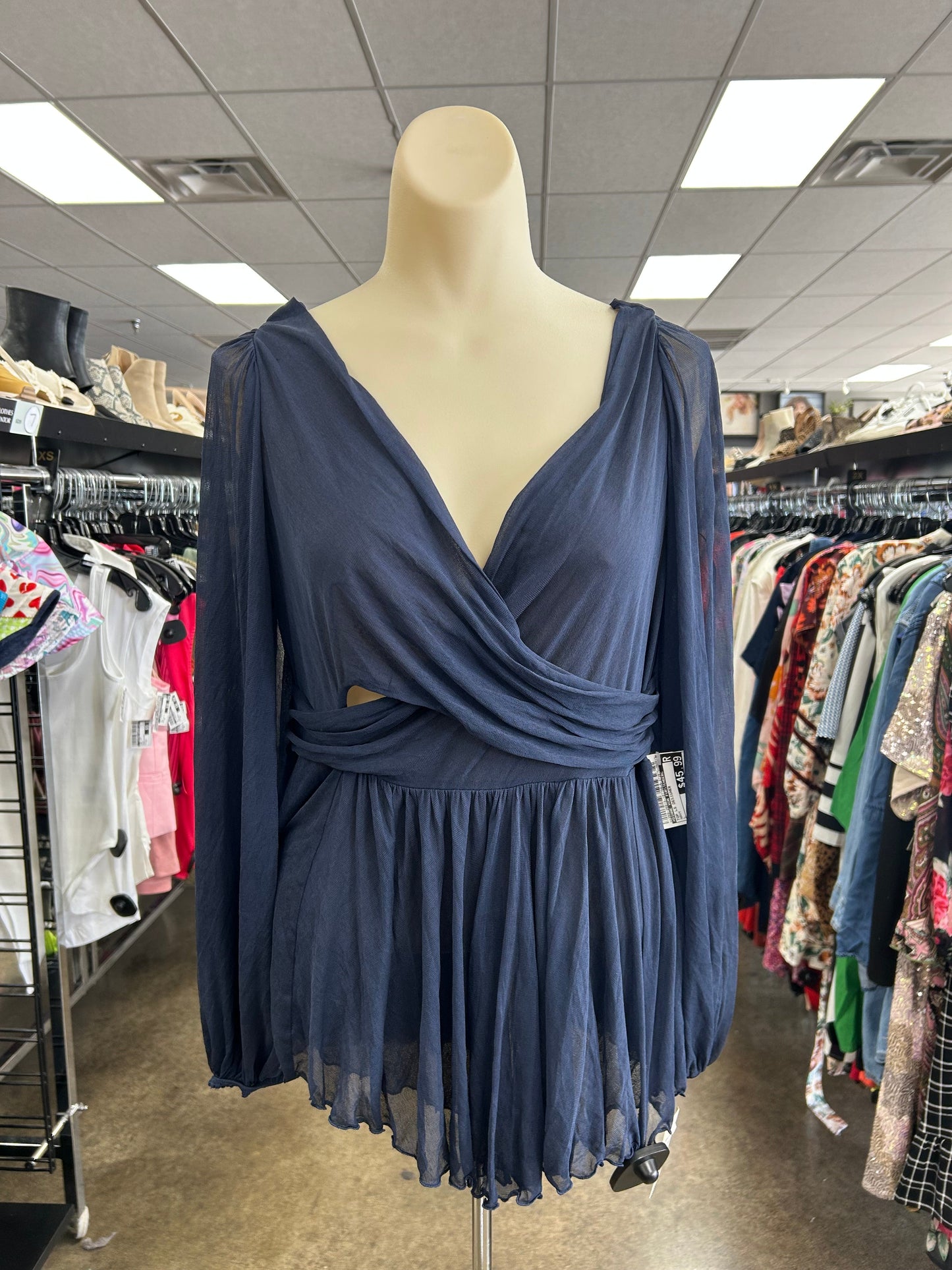 Top Ls Designer By Diane Von Furstenberg In Navy, Size:L