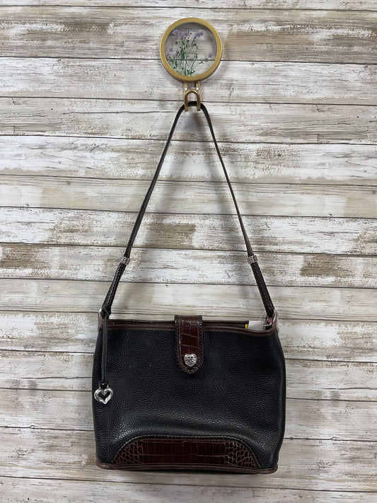 Handbag Leather By Brighton In Black & Silver, Size:Medium