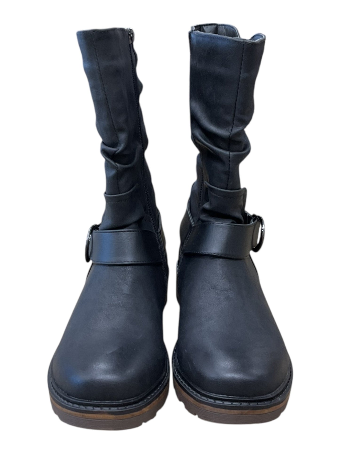 Boots Mid-Calf Flats By Clothes Mentor In Black, Size:8