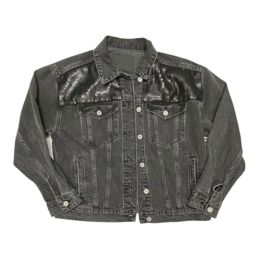 Jacket Denim By Lucky Brand In Black Denim, Size:S