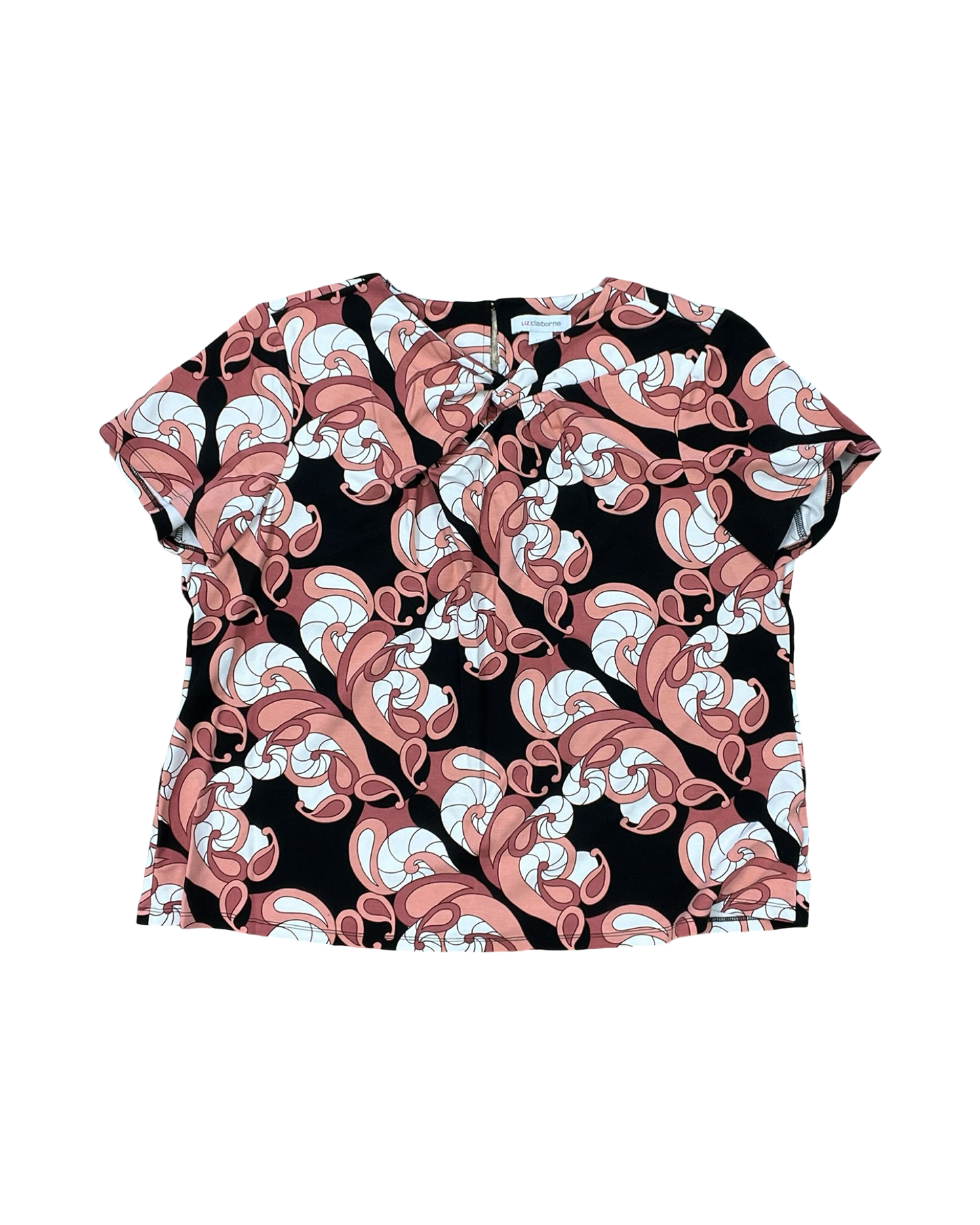 Top Ss By Liz Claiborne In Black & Pink, Size:1X