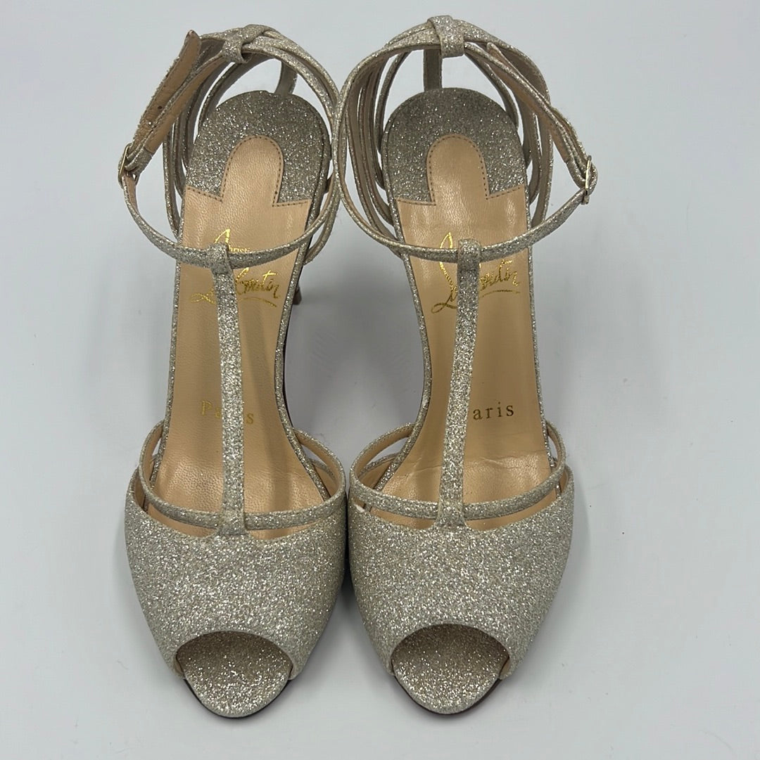 Like New! Christian Louboutin Patitta Glitter Designer Pumps  Sz. 5 / 35