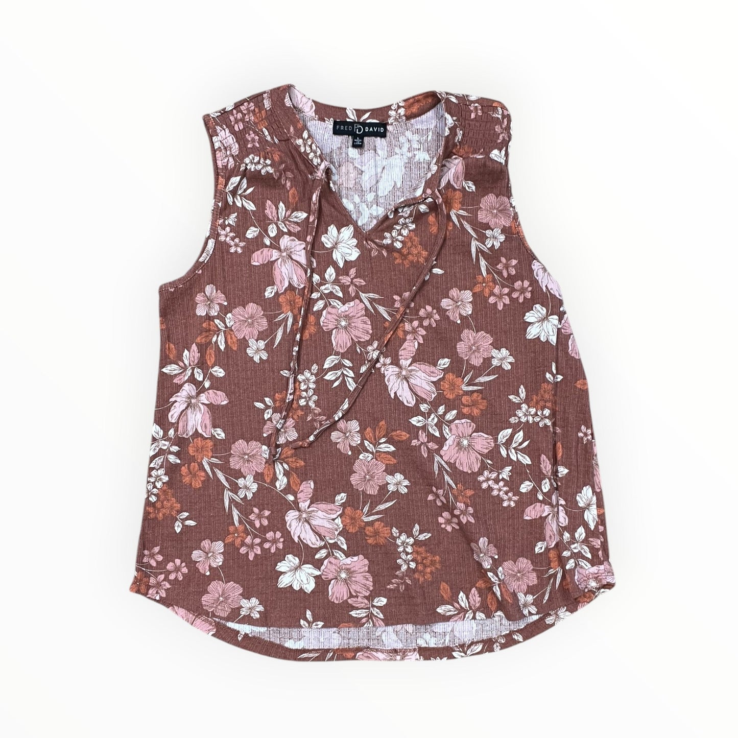 Top Sleeveless By Fred David In Brown & Pink, Size:L