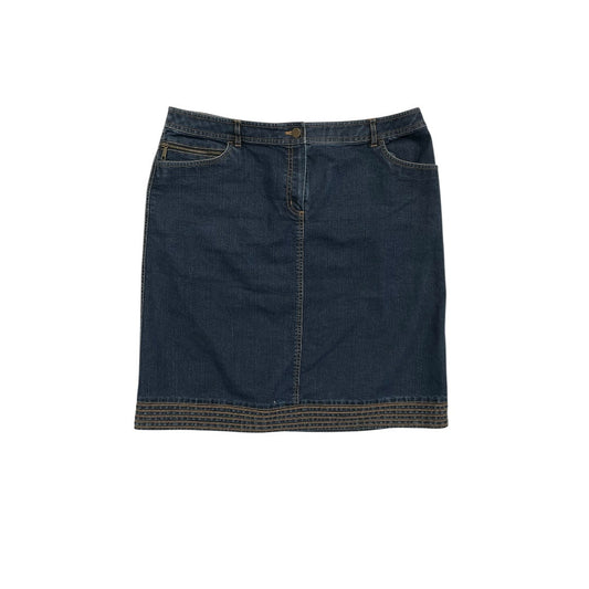 Skirt Designer By Lafayette 148 In Blue Denim, Size:14