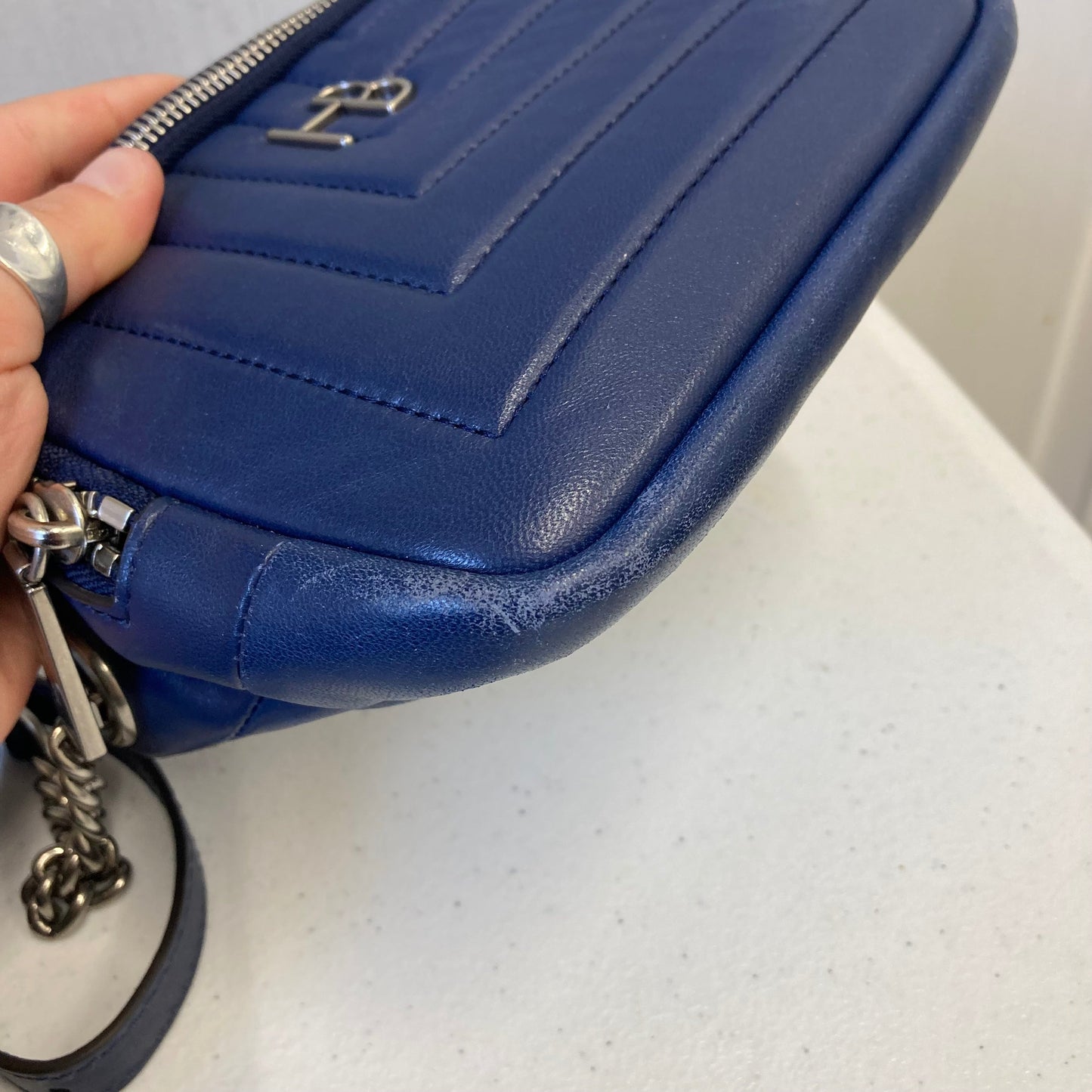 Belt Bag Leather By Henri Bendel In Blue, Size:Small