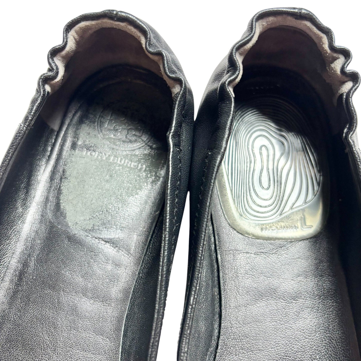 Shoes Designer By Tory Burch In Black & Gold, Size: 9