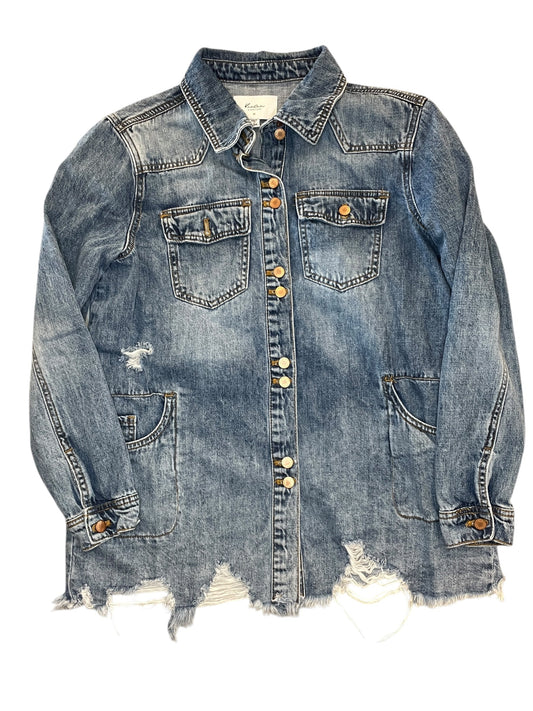 Jacket Denim By Kancan In Blue Denim, Size:Xs