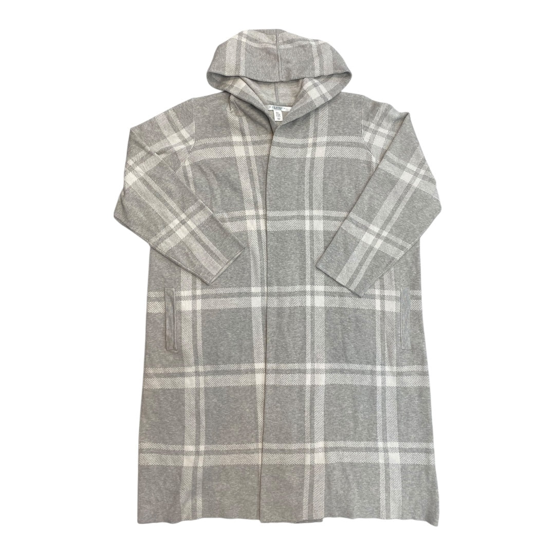 Sweater Cardigan By Max Studio In Grey & White, Size:3X