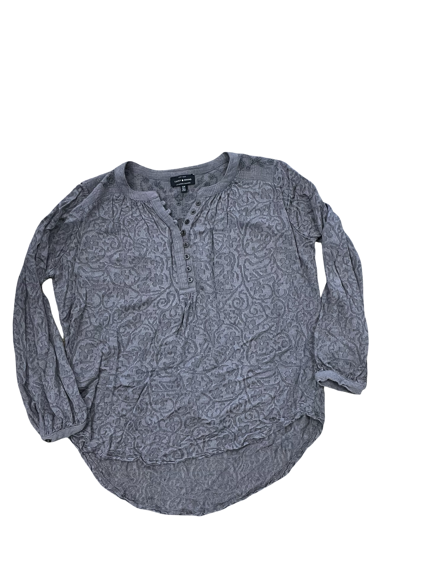 Blouse Ls By Lucky Brand In Grey, Size:S