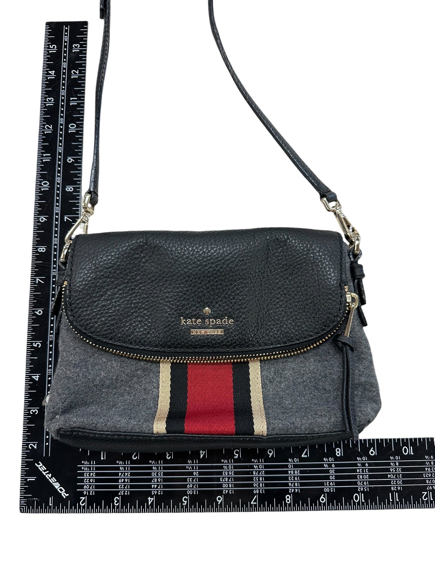 Crossbody Designer By Kate Spade In Grey & Red, Size:Small