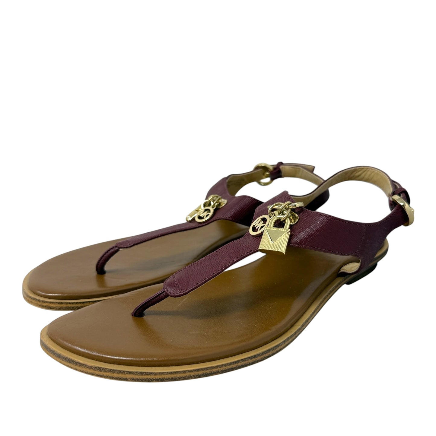 Suki T-Strap Charm Sandals By Michael By Michael Kors In Mulberry Wine, Size: 8