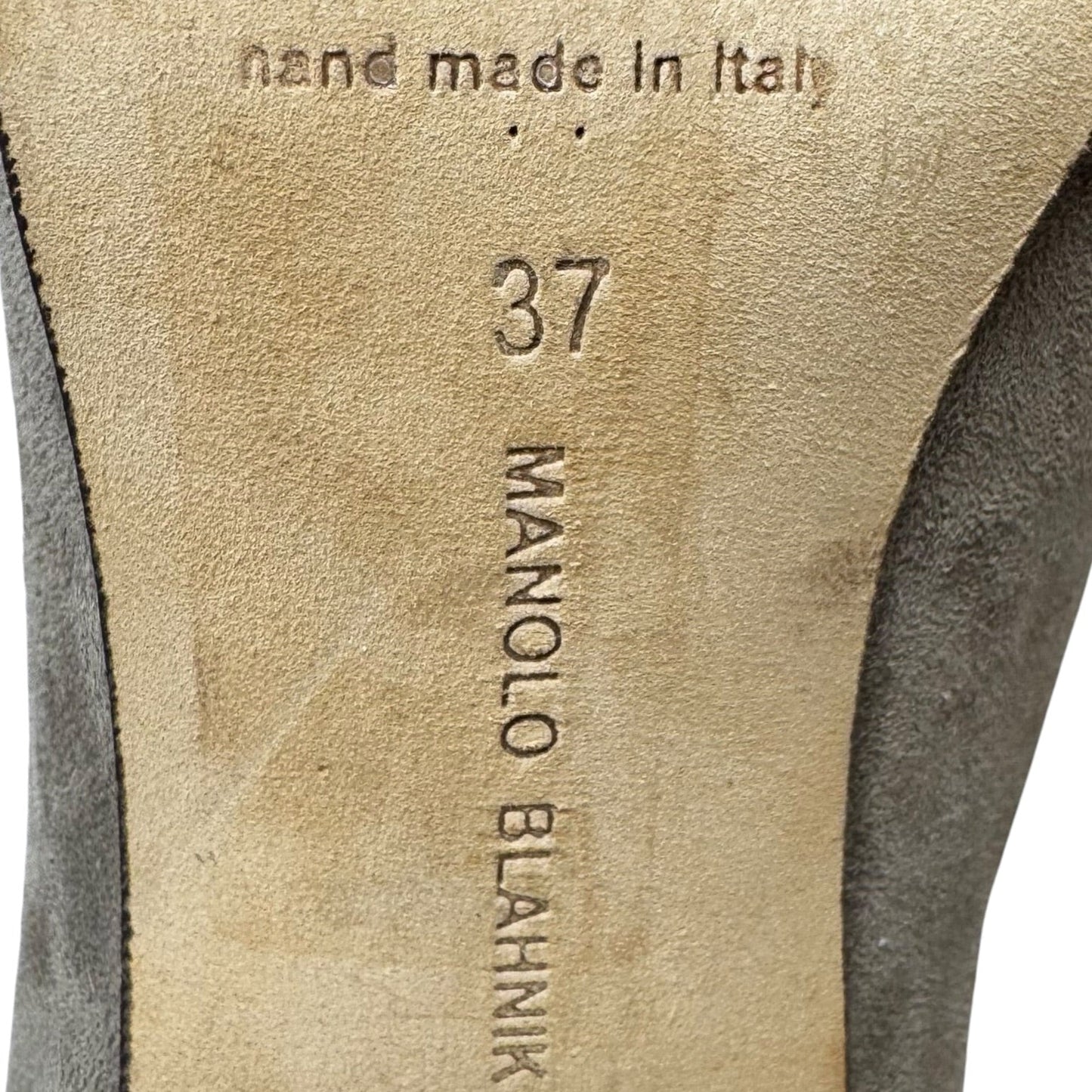 Diaz Suede Ankle Boots Luxury Designer By Manolo Blahnik In Taupe, Size: 7 (37)