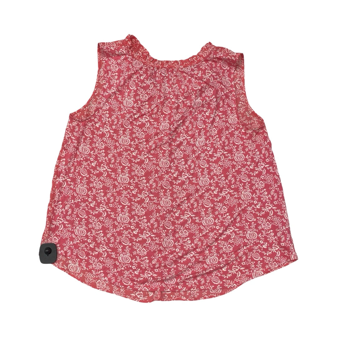 Top Sleeveless By Loft In Pink & White, Size:L