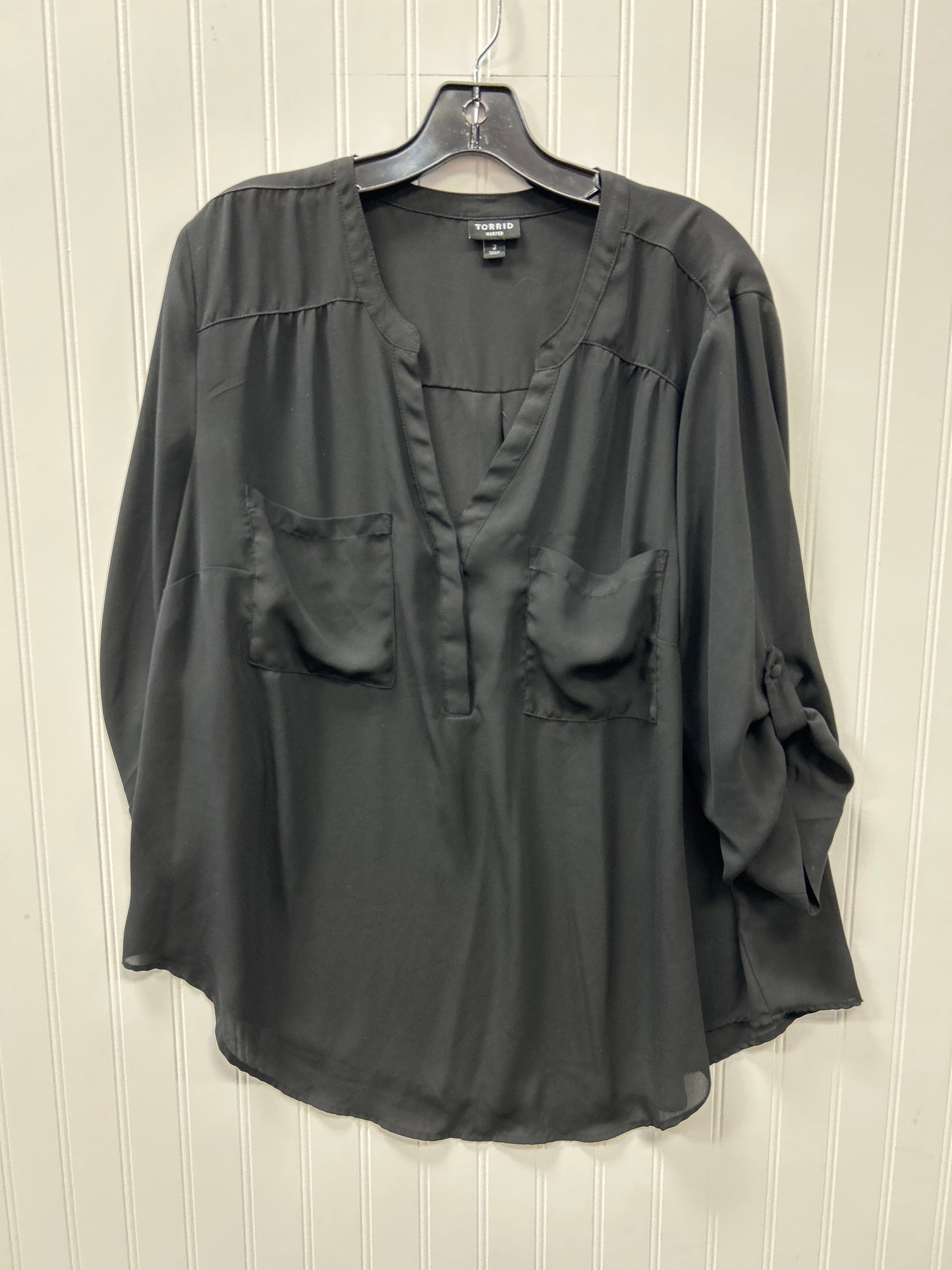 Blouse Ls By Torrid In Black, Size:2X