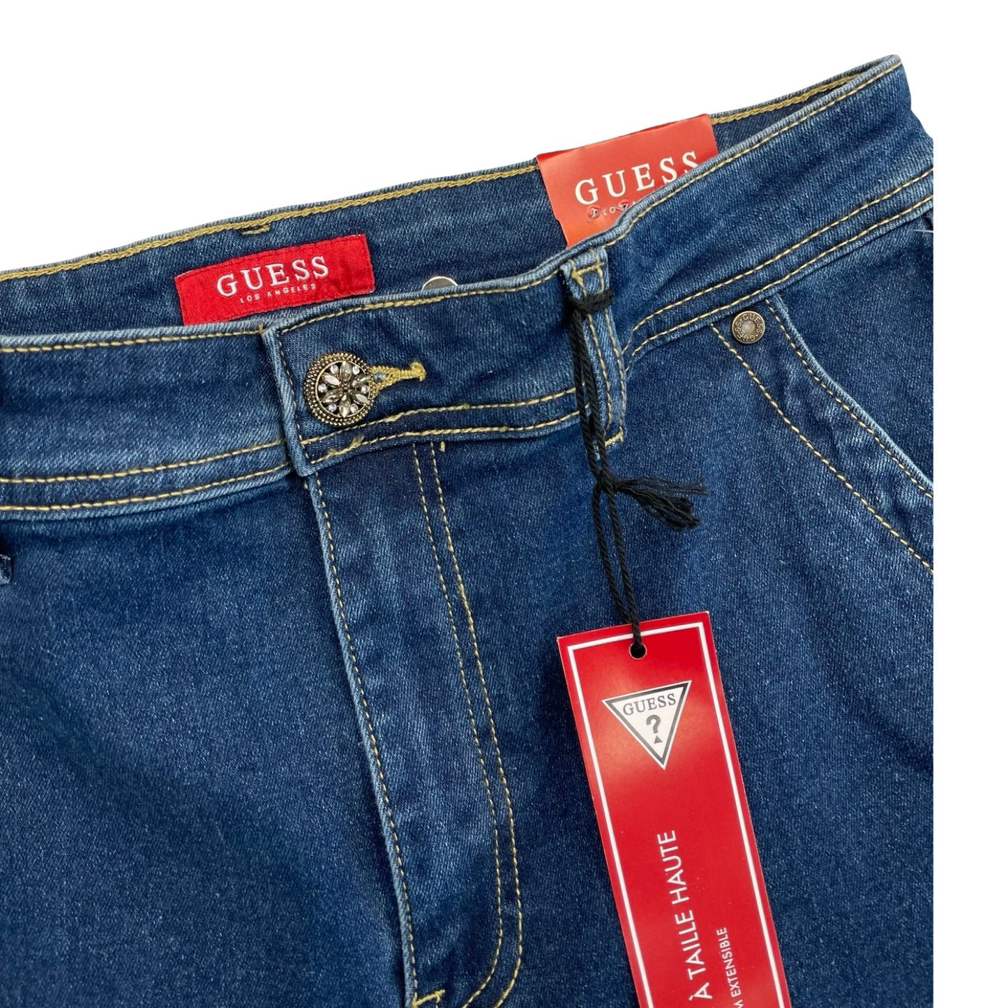 Jeans Wide Leg By Guess In Blue Denim, Size:8