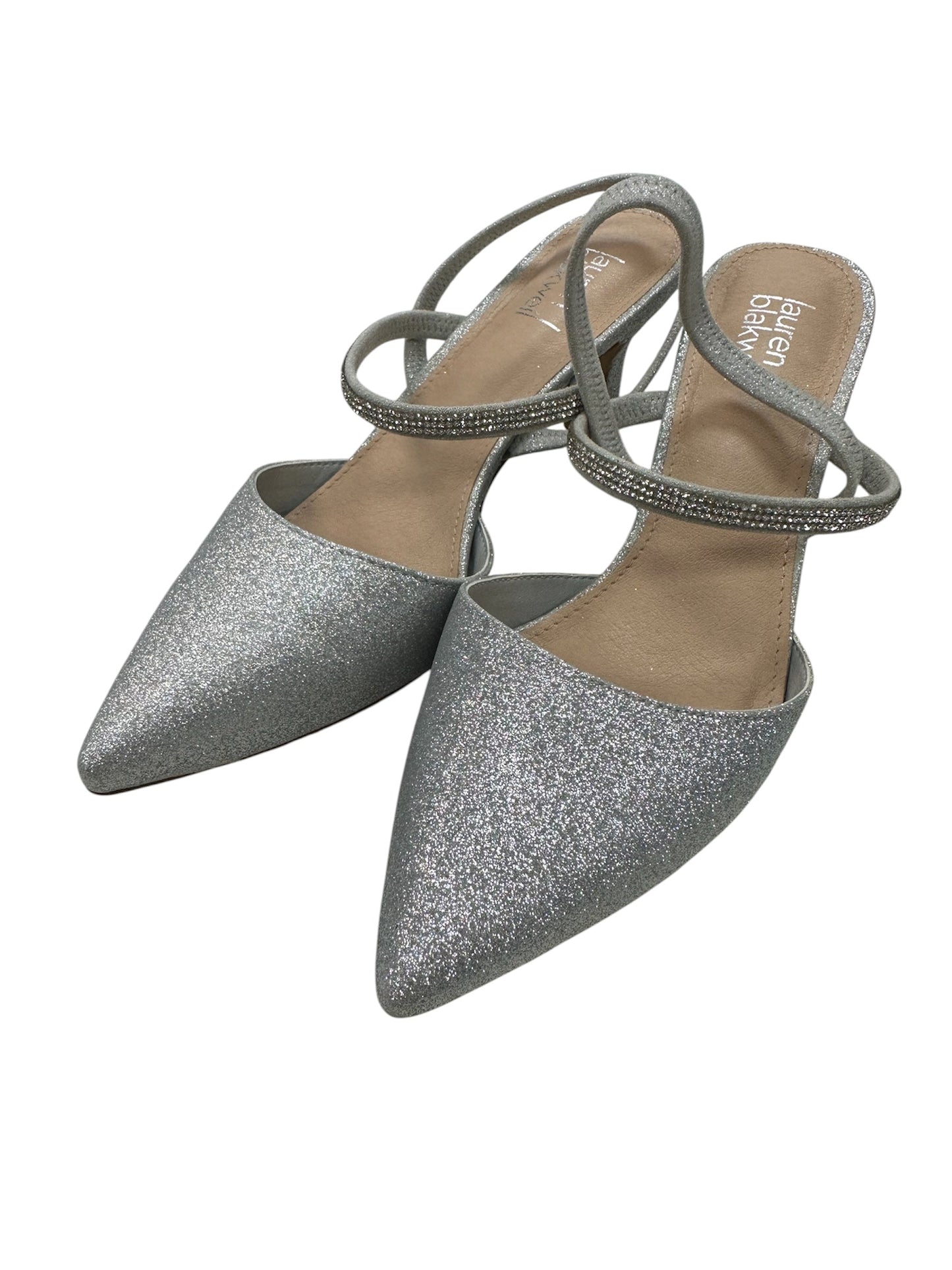 Shoes Heels Kitten By Clothes Mentor In Silver, Size:9