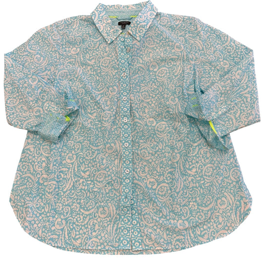 Top Ls By Talbots In Blue & White, Size:1X