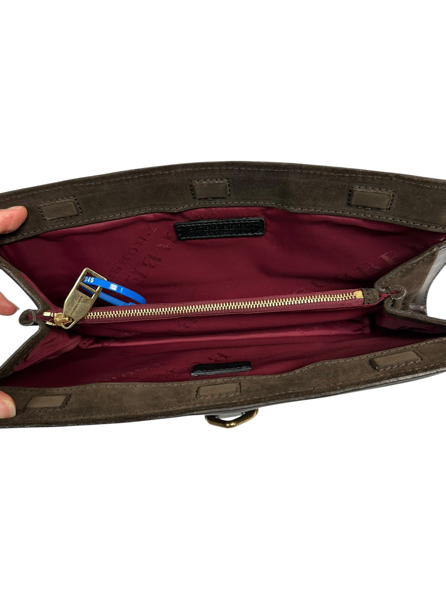 Clutch Luxury Designer By Burberry In Brown & Purple, Size:Medium