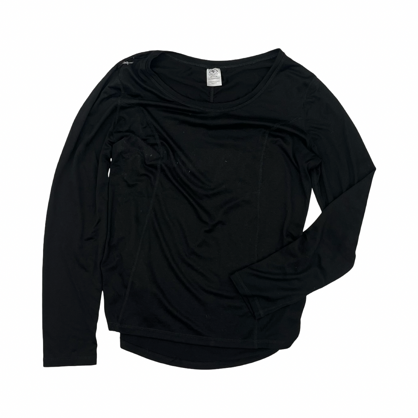 Athletic Top Ls Crewneck By Athletic Works In Black, Size:L