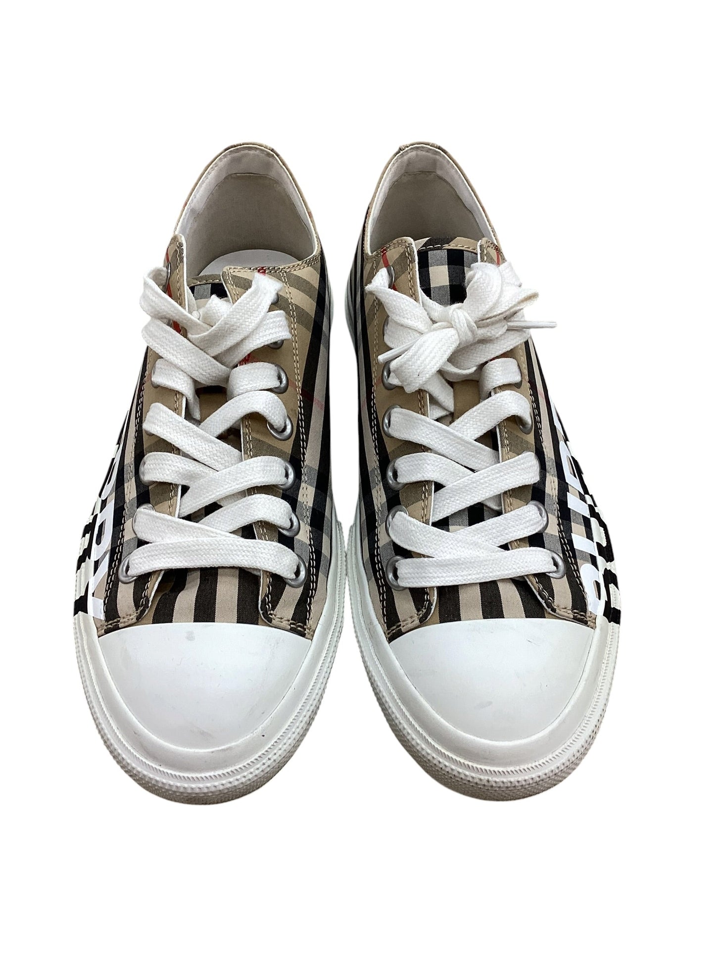 Shoes Luxury Designer By Burberry In Plaid Pattern, Size: 10