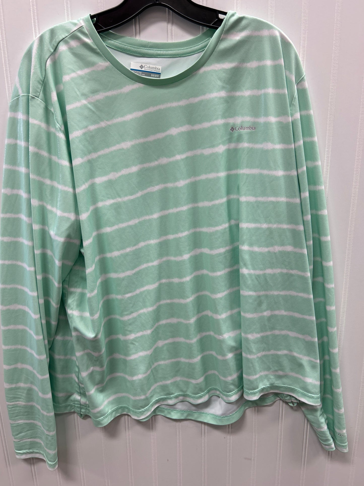 Athletic Top Ls Crewneck By Columbia In Aqua, Size:3X