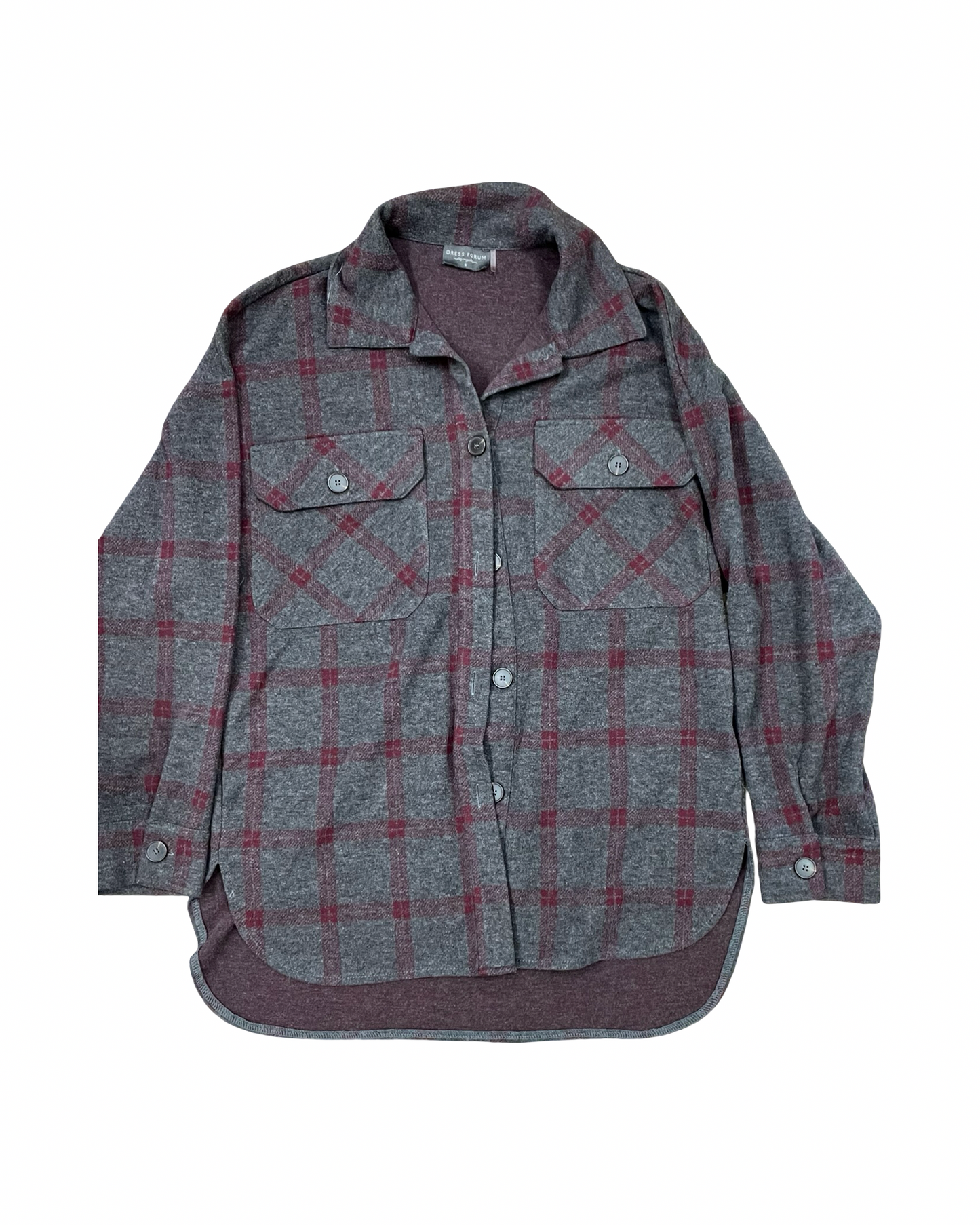Jacket Shirt By Dress Forum In Grey & Red, Size:S