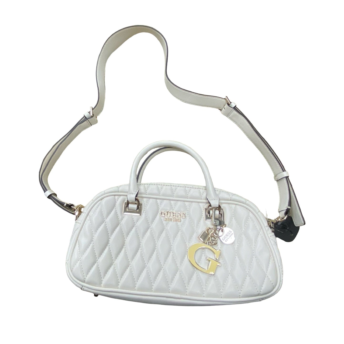 Handbag By Guess In Ivory, Size:Medium