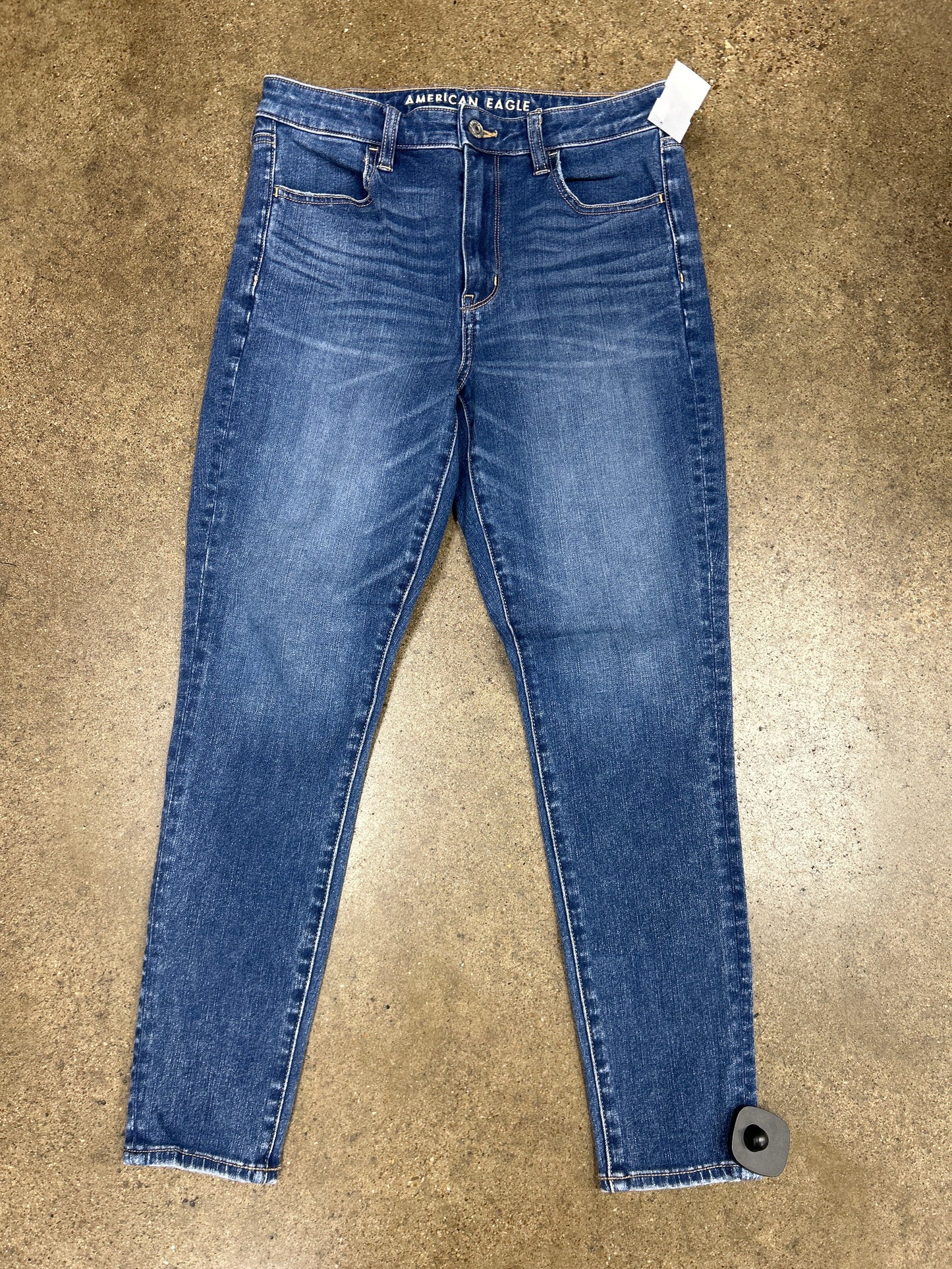 Jeans Skinny By American Eagle In Blue Denim, Size:8short