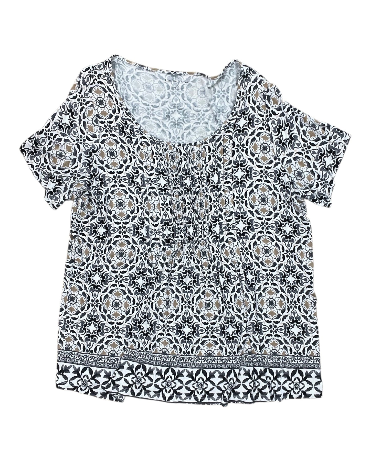 Top Ss By Croft And Barrow In Black & Tan, Size:1X