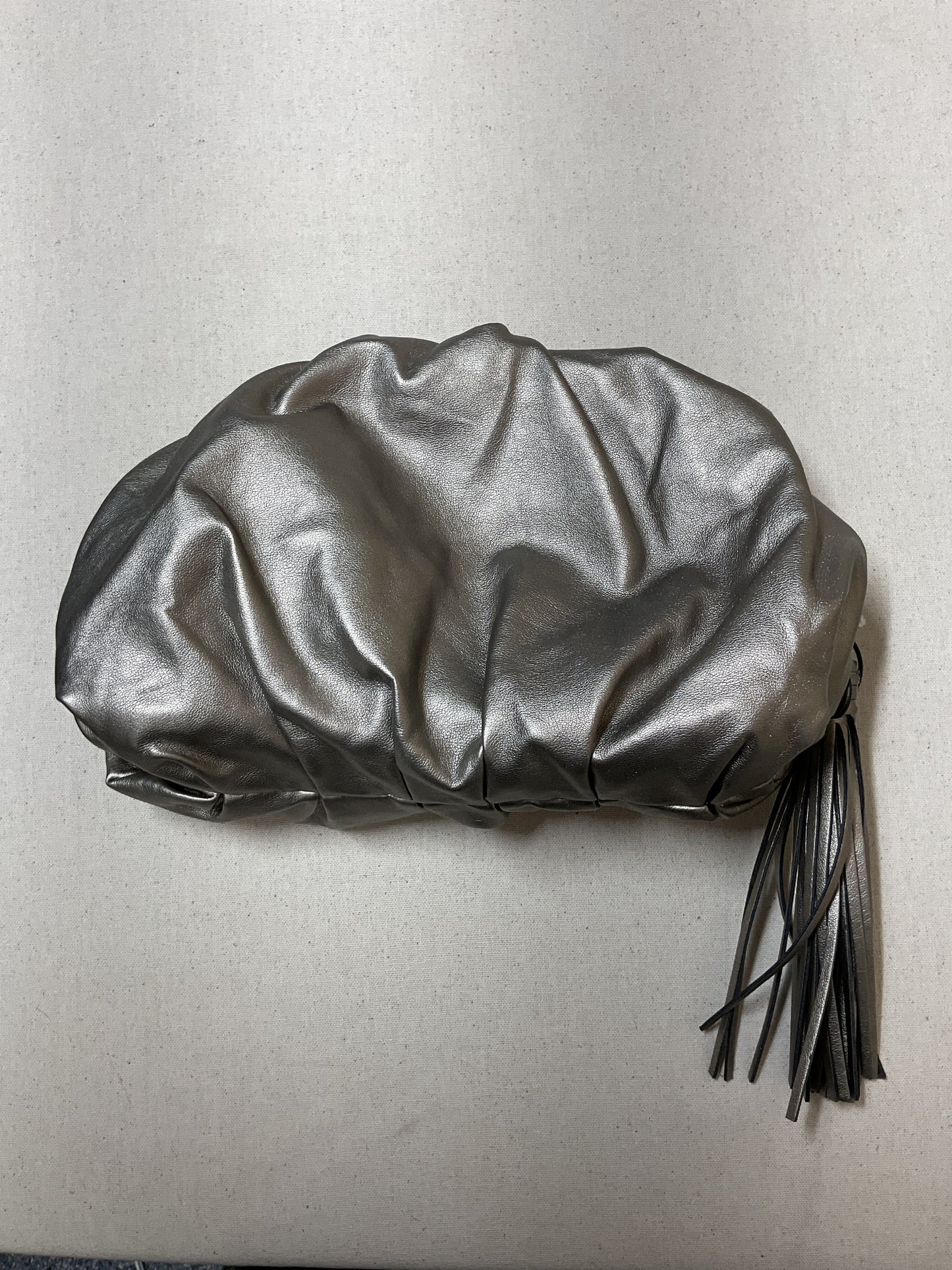 Clutch Designer By Rebecca Minkoff In Silver, Size:Medium