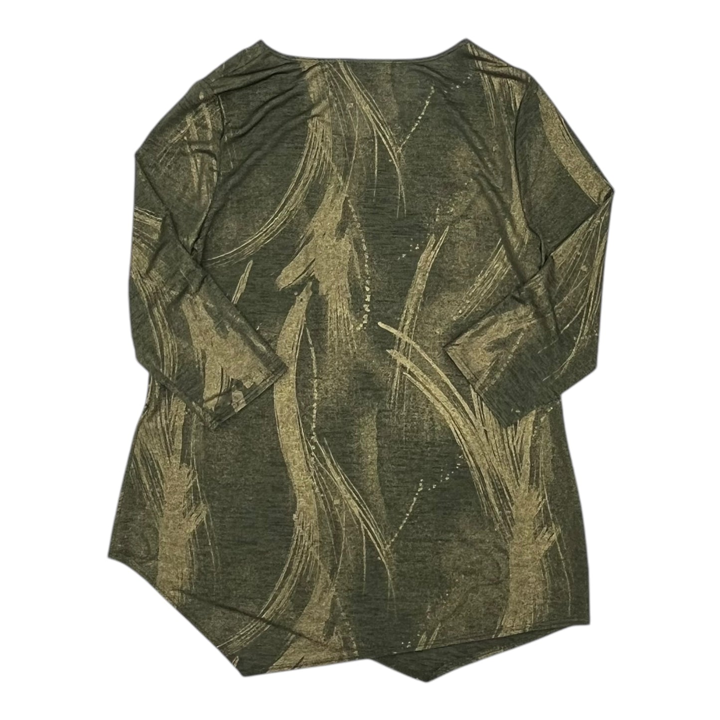 Blouse 3/4 Sleeve By Chicos In Gold & Green, Size:M