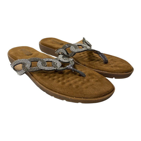 Sandals Flip Flops By Spring Step In Bronze, Size:10.5