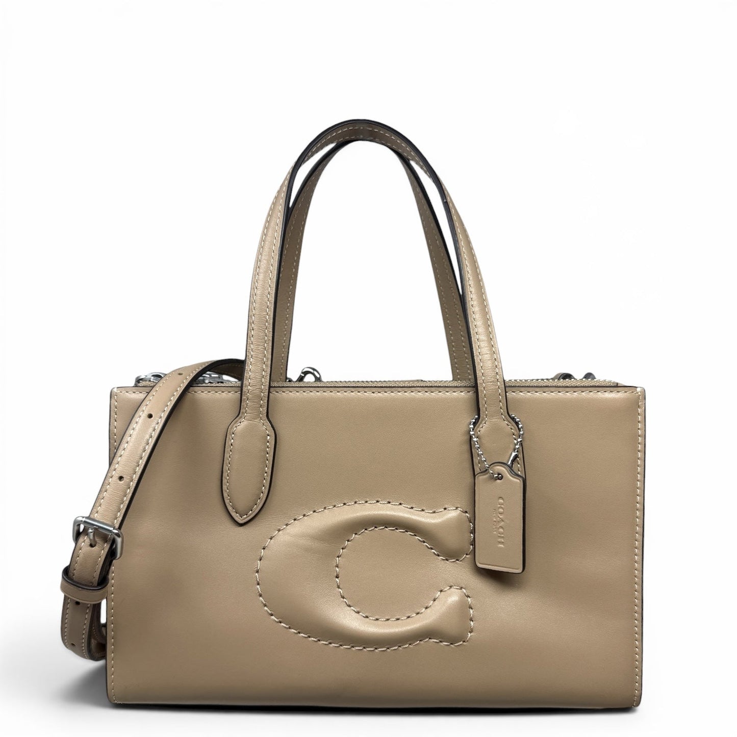 Nina Leather Tote Designer By Coach, Size: Small