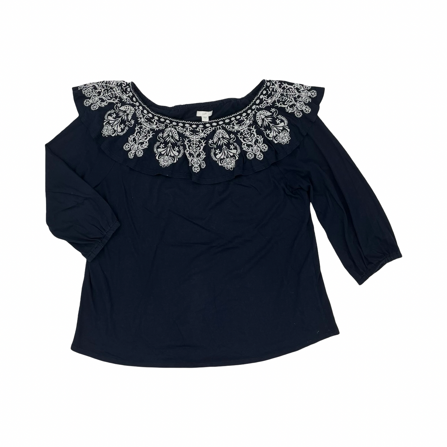 Top 3/4 Sleeve By J. Jill In Blue & White, Size:L