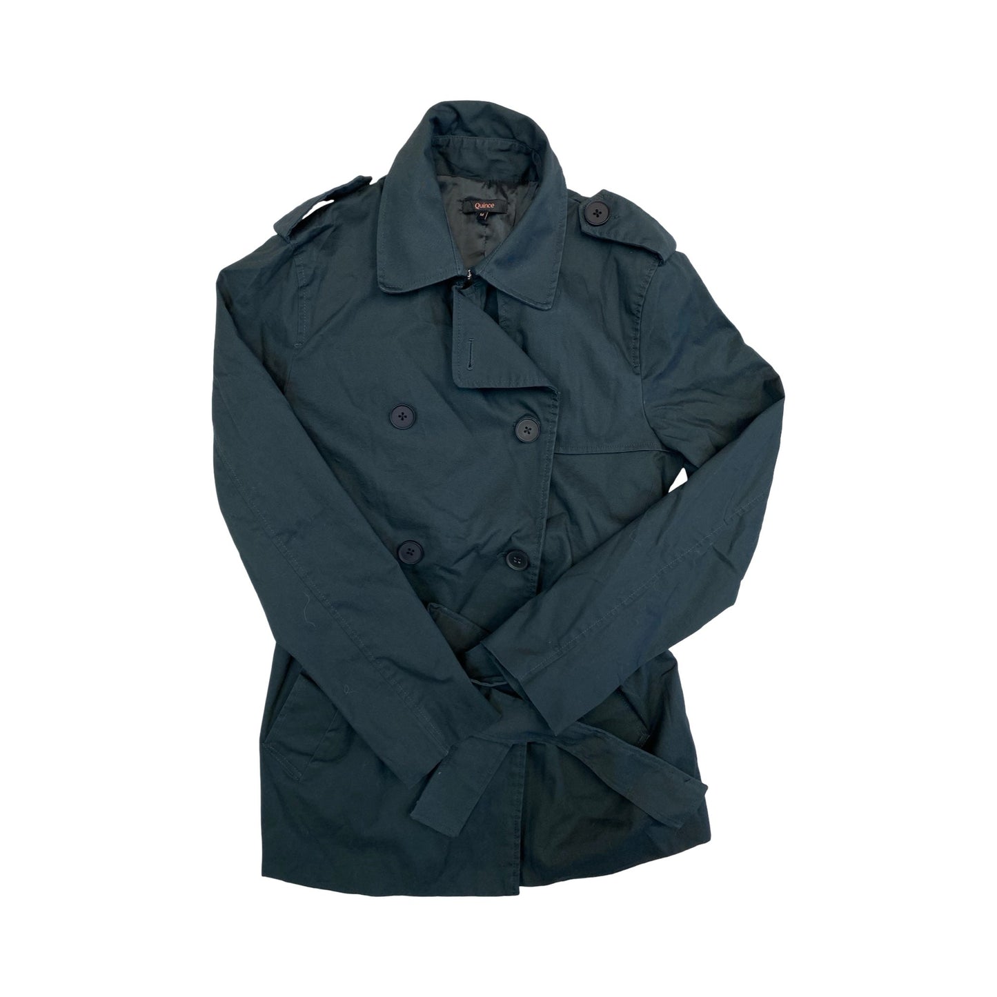 Coat Peacoat By Quince In Black, Size:M